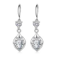 Brass Drop Earring, with Rhinestone, Star, platinum plated, micro pave cubic zirconia & for woman 