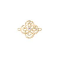 Cubic Zirconia Micro Pave Brass Connector, gold color plated, micro pave cubic zirconia & hollow 