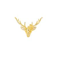Cubic Zirconia Micro Pave Brass Pendant, Deer, gold color plated, micro pave cubic zirconia 