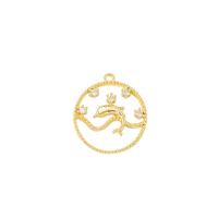Cubic Zirconia Micro Pave Brass Pendant, gold color plated, micro pave cubic zirconia & hollow 