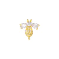Cubic Zirconia Micro Pave Brass Pendant, Bee, gold color plated, micro pave cubic zirconia 