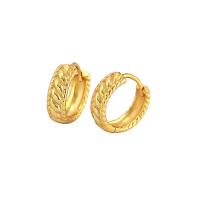 925 Sterling Silver Huggie Hoop Earring, gold color plated & micro pave cubic zirconia, 12.8mm 