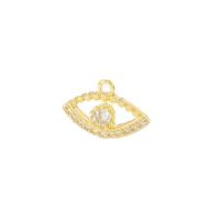 Cubic Zirconia Micro Pave Brass Pendant, Eye, gold color plated, micro pave cubic zirconia & hollow 