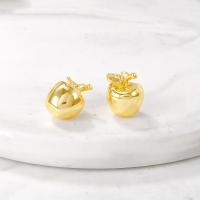 Brass Fruit Pendants, Apple, gold color plated 
