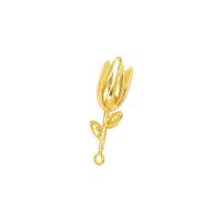 Brass Flower Pendants, Tulip, gold color plated 