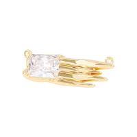 Cubic Zirconia Micro Pave Brass Connector, gold color plated, micro pave cubic zirconia 