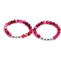 Dyed Marble Bead Bracelet, with Acrylic, Round, handmade, elastic & for woman & enamel, 8mm cm 