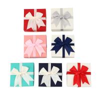 Jewelry Gift Box, Paper, with Sponge, Square, dustproof & with ribbon bowknot decoration 