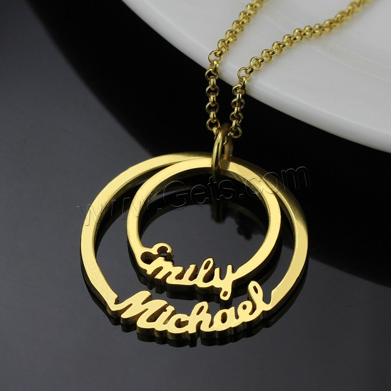 Sterling Silver Jewelry Necklace, 925 Sterling Silver, with 1.97inch extender chain, 18K gold plated, Each custom text must be less than 10 letters & fashion jewelry & Unisex, more colors for choice, Length:Approx 17.72 Inch, Sold By PC