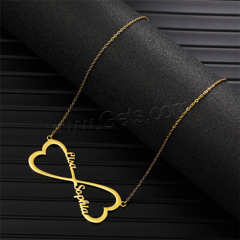 Stainless Steel Jewelry Necklace, 304 Stainless Steel, with 1.97inch extender chain, Vacuum Ion Plating, Each custom text must be less than 10 letters & fashion jewelry & for woman, more colors for choice, Length:Approx 17.72 Inch, Sold By PC