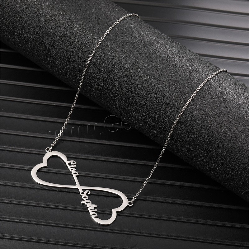 Stainless Steel Jewelry Necklace, 304 Stainless Steel, with 1.97inch extender chain, Vacuum Ion Plating, Each custom text must be less than 10 letters & fashion jewelry & for woman, more colors for choice, Length:Approx 17.72 Inch, Sold By PC