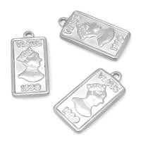 Stainless Steel Pendants, 304 Stainless Steel, Rectangle, machine polished, DIY, original color 