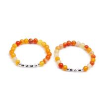 Lace Agate Bracelets, with 304 Stainless Steel & Acrylic, Round, elastic & enamel, mixed colors, 8mm cm 