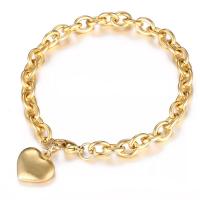 Titane bracelet en acier et bracelet, Acier titane, coeur, Placage, bijoux de mode, plus de couleurs à choisir, 16mm cm, Vendu par PC