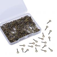 Eisen Haken Augenschrauben Nagel, mit Kunststoff Kasten, plattiert, DIY, keine, 10x4x1mm, Bohrung:ca. 2mm, ca. 300PCs/Box, verkauft von Box