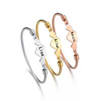 Stainless Steel Bangle, 304 Stainless Steel, Vacuum Ion Plating, Each custom text must be less than 10 letters & fashion jewelry & for woman Inner Approx 58mm 