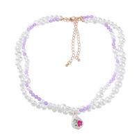 Plastic Pearl Necklace, Zinc Alloy, with ABS Plastic Pearl & Resin, with 3.03inch extender chain, high quality plated, 2 pieces & fashion jewelry & for woman, multi-colored .90 Inch 
