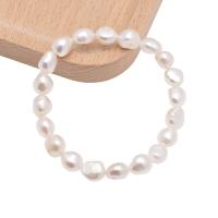 Pulseras de la perla, Perlas cultivadas de agua dulce, chapado en color de plata, elástico, Blanco, longitud:7.5 Inch, Vendido por UD