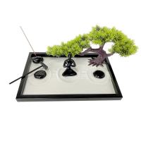 Fibra de densidad media Zen Sandbox Ornament, medio hecho a mano, para el hogar y la oficina, Negro, 320x200x20mm, Vendido por UD