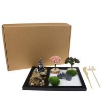 Middle Density Fibreboard Zen Sandbox Ornament, half handmade, for home and office 
