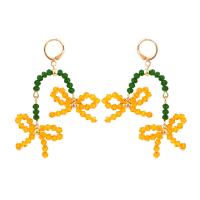 Glass Zinc Alloy Earring, with Glass Beads, fashion jewelry & for woman 