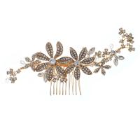 Decorative Hair Combs, Iron, with brass wire & Crystal, plated, wedding gift & for woman 