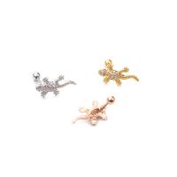 Cubic Zirconia Micro Pave Brass Earring, Gecko, fashion jewelry & micro pave cubic zirconia & for woman 0.8mm,6mm,3mm 