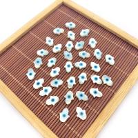 Seashell Beads, Natural Seashell, Hand, DIY & evil eye pattern & enamel, white 
