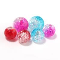 Ice Flake Acrylic Beads, Round, DIY & two tone, mixed colors, 8-12mm 