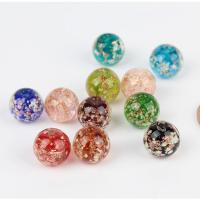 Gold Sand Lampwork Beads, with Goldstone, Round, DIY & luminated Approx 2mm 