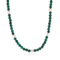 Малахит бисера ожерелье, малахит, с Пресноводные жемчуги, с 7cm наполнитель цепи, ювелирные изделия моды & Женский, зеленый, длина:43 см, продается Strand