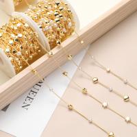 Brass Ball Chain, with Plastic Pearl, gold color plated, DIY 