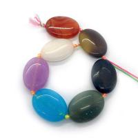 Gemischte Edelstein Perlen, Naturstein, oval, zufällig gesendet & DIY, gemischte Farben, 18x25mm, Länge:ca. 38 cm, verkauft von Strang