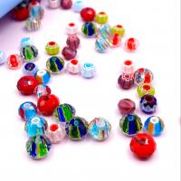 Millefiori Slice Lampwork Beads, Round, random style & DIY, mixed colors, 10-12mm Approx 2mm 