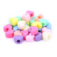 Solide Acryl Perlen, Herz, Spritzlackierung, DIY, gemischte Farben, 12x9mm, Bohrung:ca. 3.8mm, 100PCs/Tasche, verkauft von Tasche