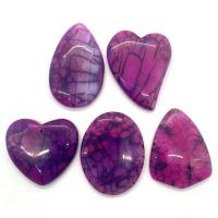 Dragon Veins Agate Pendant, random style & 5 pieces, purple pink, 35x45- 