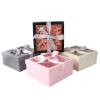 Jewelry Gift Box, Copper Printing Paper, with PVC Plastic,  Square, 2 pieces 