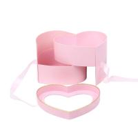 Jewelry Gift Box, Paper, with PVC Plastic, Heart, random style & Double Layer, mixed colors 