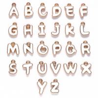 Zinc Alloy Alphabet Pendants, Alphabet Letter, gold color plated, double-sided enamel & DIY 11-13mm,6.5-11.5mm,2mm Approx 1.5mm 