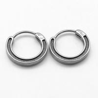 Stainless Steel Huggie Hoop Earring, 316 Stainless Steel, Donut, vintage & for woman & blacken 