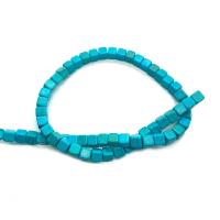 Synthetische Türkis Perlen, Quadrat, DIY & verschiedene Größen vorhanden, blau, Länge:ca. 14.96 , verkauft von Strang