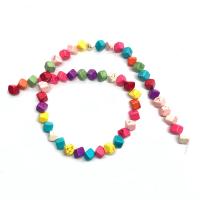 Synthetische Türkis Perlen, Quadrat, DIY & verschiedene Größen vorhanden, gemischte Farben, Länge:ca. 14.96 ZollInch, verkauft von Strang
