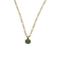 Зеленый авантюрин ожерелье, Латунь, с Авантюрин, плакирован золотом, ювелирные изделия моды & Женский, зеленый длина:53 см, продается PC