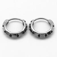 Stainless Steel Huggie Hoop Earring, 316 Stainless Steel, Donut, vintage & Unisex & blacken 