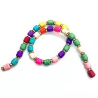 Synthetic Turquoise Beads, with rhinestone brass spacer, gold color plated, DIY, mixed colors Approx 14.96 Inch 