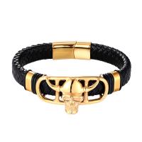 Leatheroid Cord Bracelets, Leather, with Titanium Steel, plated, braided bracelet & Unisex 