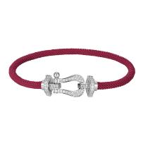 Milan Cord Bracelet, with 304 Stainless Steel, platinum color plated & micro pave cubic zirconia & for woman 