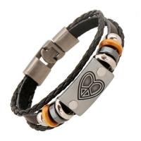 Leatheroid Cord Bracelets, Leather, with Zinc Alloy, Heart, plated, fashion jewelry & Unisex Approx 20 cm 