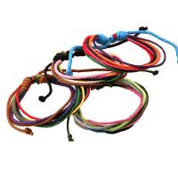 Leatheroid Cord Bracelets, Leather, with Wax Cord, Adjustable & fashion jewelry & Unisex, Random Color Approx 17-30 cm 