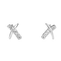 Cubic Zirconia Micro Pave Sterling Silver Earring, 925 Sterling Silver, platinum color plated, micro pave cubic zirconia & for woman, 5mm 